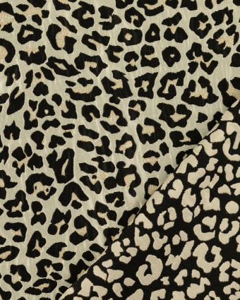 Jacquard Motif Léopard Noir Lurex Doré - Mercerine