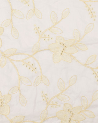Tissu Voile de Coton Brodé Fleuri Blanc - Mercerine