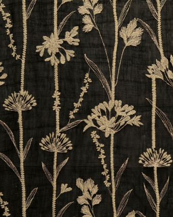 Voile de Lyocell Mélangé Motif Floral Bordé Noir - Mercerine