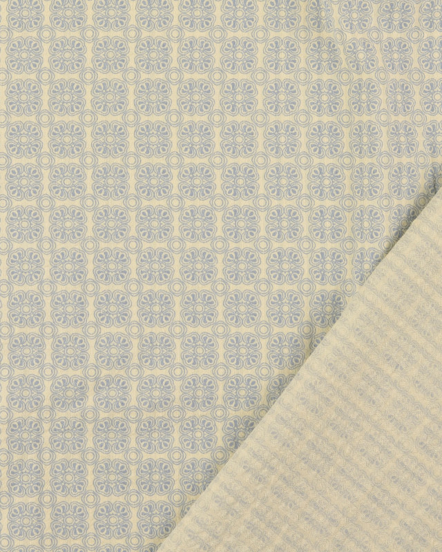 Tissu Seersucker Motif Floral Indien Bleu - Mercerine