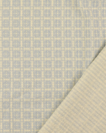 Tissu Seersucker Motif Floral Indien Bleu - Mercerine