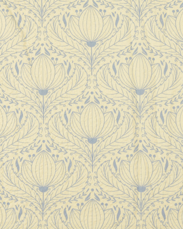 Tissu Seersucker Imprimé Floral Bleu - Mercerine