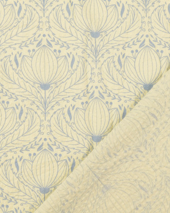 Tissu Seersucker Imprimé Floral Bleu - Mercerine