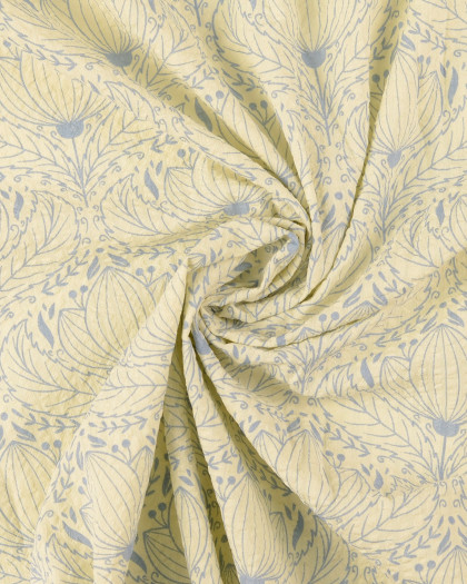 Tissu Seersucker Imprimé Floral Bleu - Mercerine