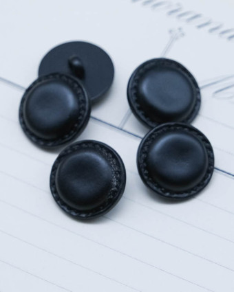 Bouton à coudre : noir effet cuir à pied - Mercerine