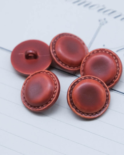 Bouton à coudre : rouge effet cuir à pied - Mercerine