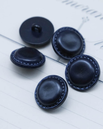 Bouton à coudre : bleu marine effet cuir à pied - Mercerine