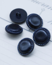 Bouton à pied effet cuir marine 20mm