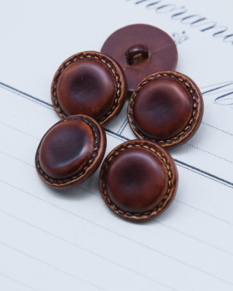Bouton à pied effet cuir marron 20mm - Mercerine