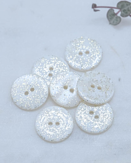 Bouton nacre paillette doré 2 trous 15mm - Mercerine