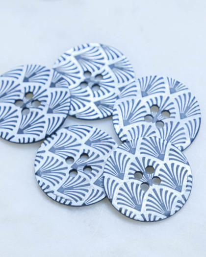 Bouton fantaisie nacre motif feuille noir 22mm - Mercerine