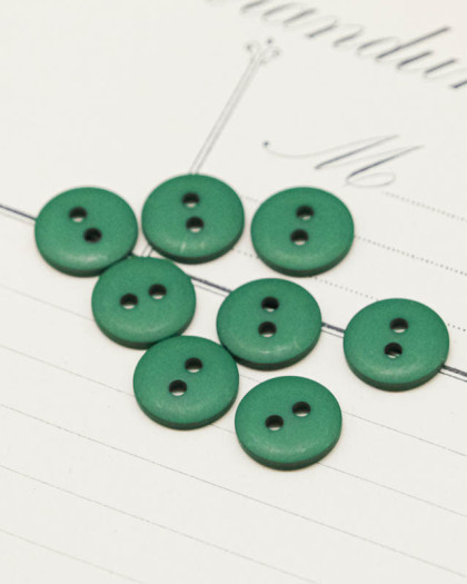 Bouton à coudre : vert mat à 2 trous 12mm - Mercerine
