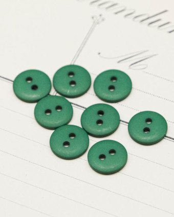 Bouton à coudre : vert mat à 2 trous 12mm - Mercerine