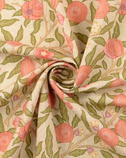 Tissu Coton Gaufré Motif Fruité Fond Naturel - Mercerine