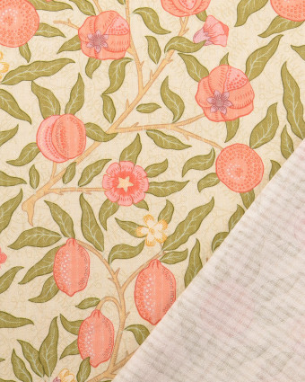 Tissu Coton Gaufré Motif Fruité Fond Naturel - Mercerine