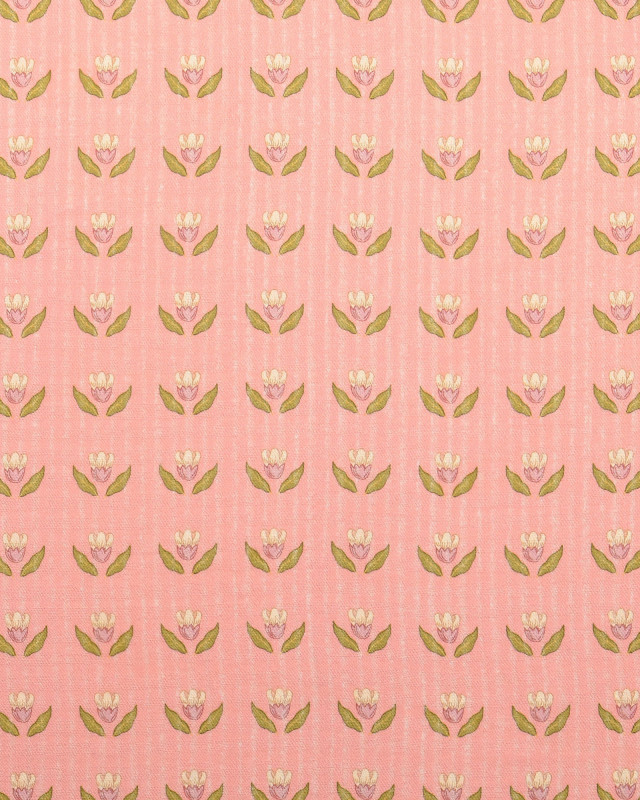 Tissu Coton Gaufré Rose Motif Fleuri - Mercerine