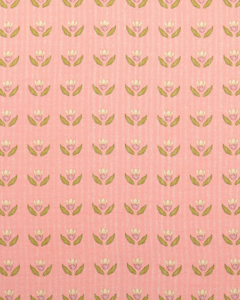 Tissu Coton Gaufré Rose Motif Fleuri - Mercerine
