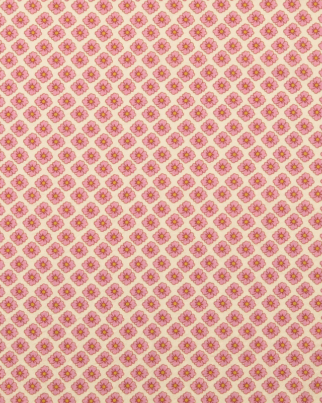 Tissu Coton Gaufré Petites Fleurs Roses - Mercerine
