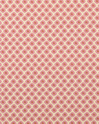 Tissu Coton Gaufré Petites Fleurs Roses - Mercerine