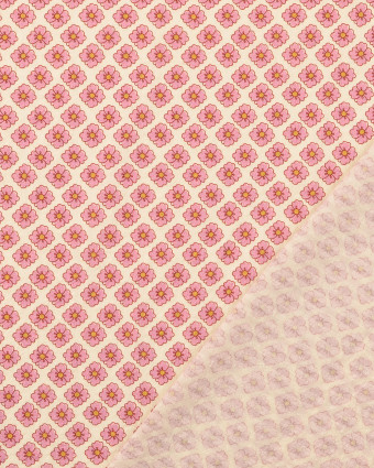 Tissu Coton Gaufré Petites Fleurs Roses - Mercerine