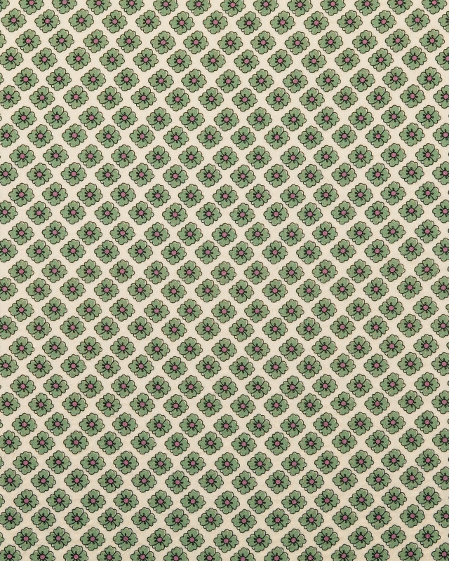 Tissu Coton Gaufré Petites Fleurs Vertes - Mercerine