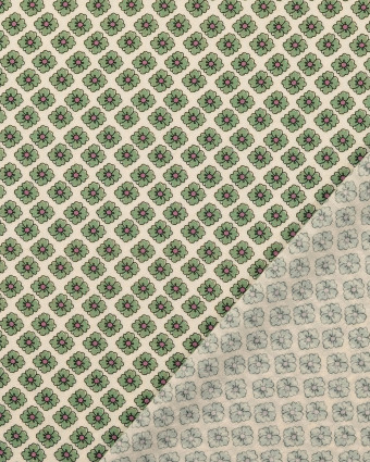 Tissu Coton Gaufré Petites Fleurs Vertes - Mercerine