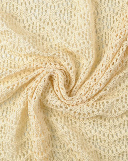 Tissu Crochet Coton Wavy Ecru - Mercerine
