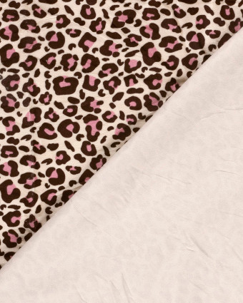 Tissu Nicky Velours  Léopard Rose et Cacao - Mercerine