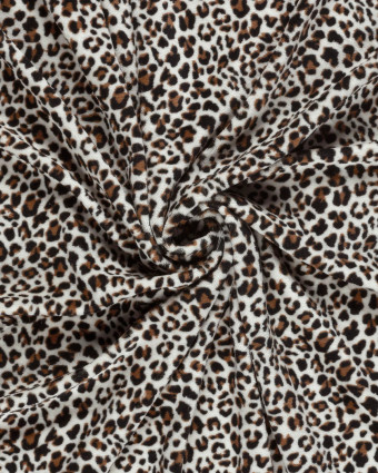 Tissu Nicky Velours Léopard Ecru - Mercerine