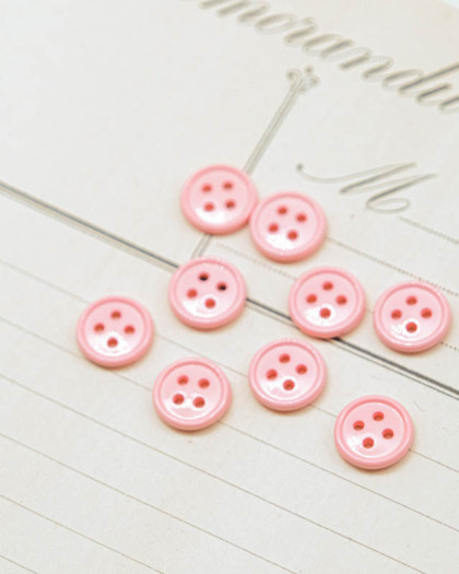 Bouton nylon plat 4 trous rose 10mm - Mercerine
