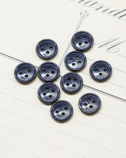 Bouton nylon plat 4 trous bleu 10mm - Mercerine