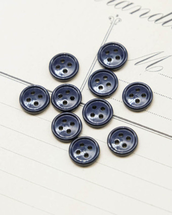 Bouton nylon plat 4 trous bleu 10mm - Mercerine