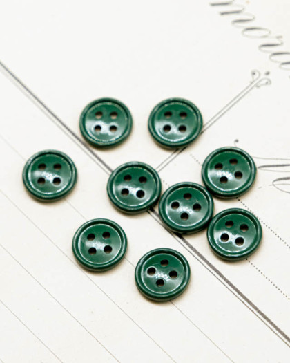 Bouton nylon plat 4 trous vert 10mm - Mercerine