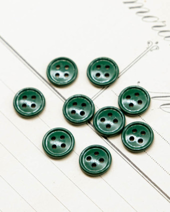 Bouton nylon plat 4 trous vert 10mm - Mercerine