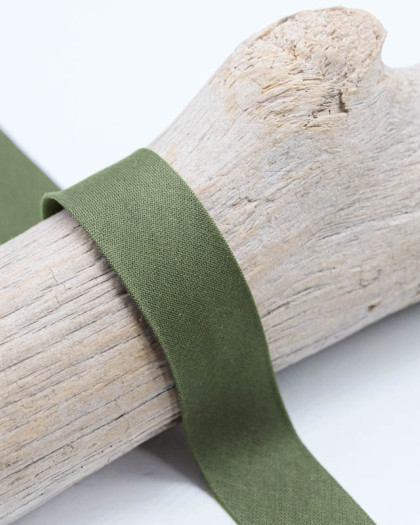 Biais Coton Bio vert olive 20mm - Mercerine