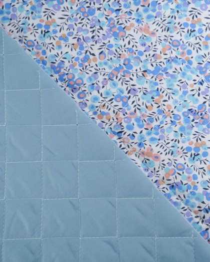 Tissu Matelassé Double Face Floralie Bleu - Mercerine