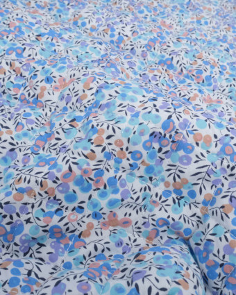 Tissu Matelassé Double Face Floralie Bleu - Mercerine