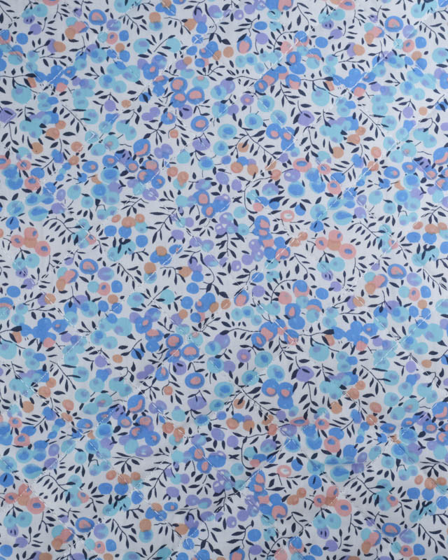 Tissu Matelassé Double Face Floralie Bleu - Mercerine