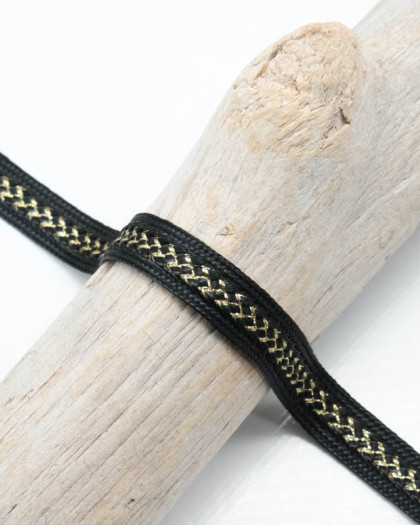 Ruban Tresse Lurex Noir & Or 13mm - Mercerine
