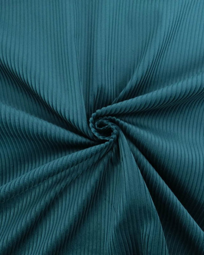 Tissu Velours Côtelé Uni Paon Basile - Mercerine