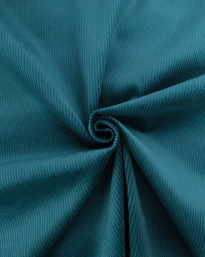 Tissu Velours Côtelé Stretch Paon Mira - Mercerine