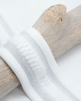 Elastique Bicolore Lurex Blanc & Argent - 48mm- Mercerine