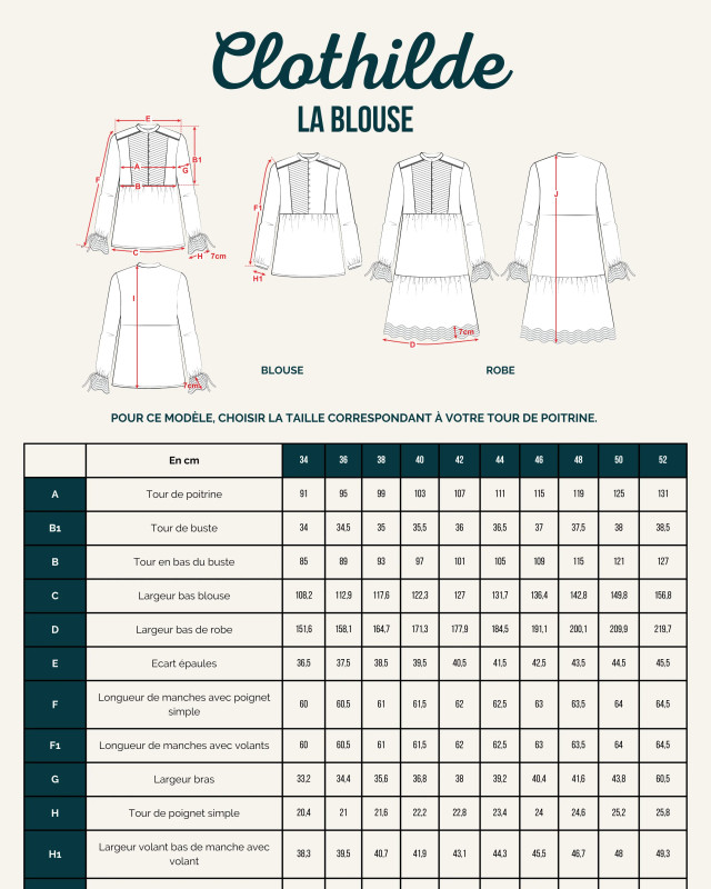 Patron couture La Blouse CLOTILDE - Maéli Paris - Mercerine