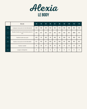 Patron couture Le Body ALEXIA - Maéli Paris - Mercerine
