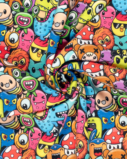 Tissu Sweat Personnages Multicolores - Mercerine