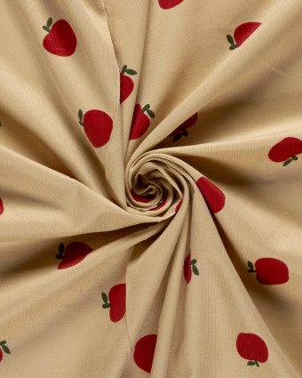 Tissu Velours Milleraies Beige Motif Pomme - Mercerine