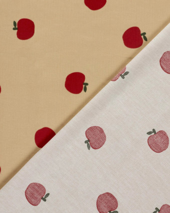 Tissu Velours Milleraies Beige Motif Pomme - Mercerine