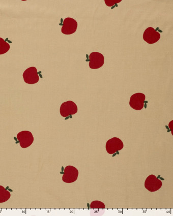 Tissu Velours Milleraies Beige Motif Pomme - Mercerine