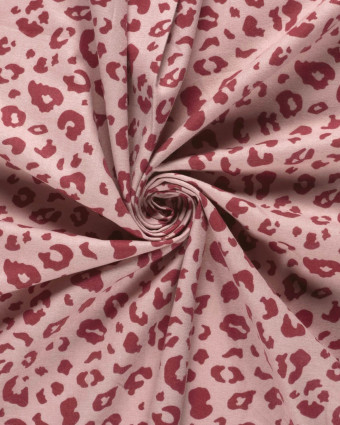 Tissu Flanelle Rose Clair Motif Léopard  - Mercerine