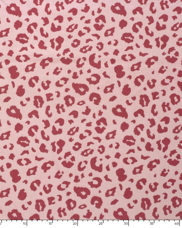 Tissu Flanelle Rose Clair Motif Léopard  - Mercerine